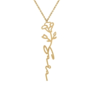 Sara Name Gold Pendant | September Birth Flower