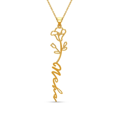Neha Name Gold Pendant | September Birth Flower
