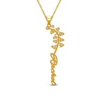 Rachel Name Gold And Diamond Pendant | May Birth Flower