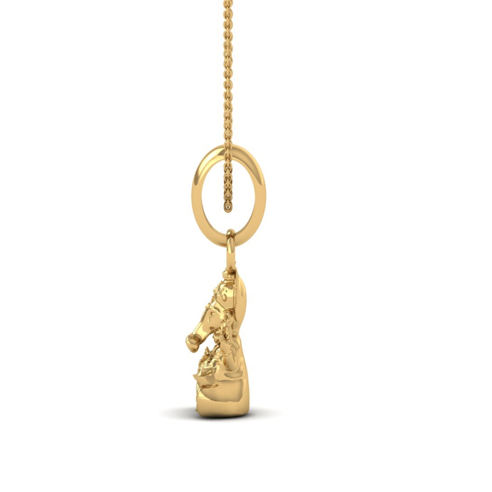 DISHIS 24K (995) 1.2GM Lord Ganesh Ganpati Locket Pendant For Men and Women