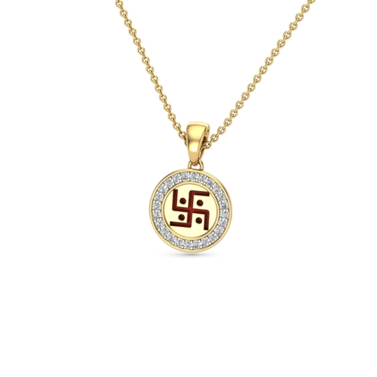 Swastik Gold & Diamond Pendant