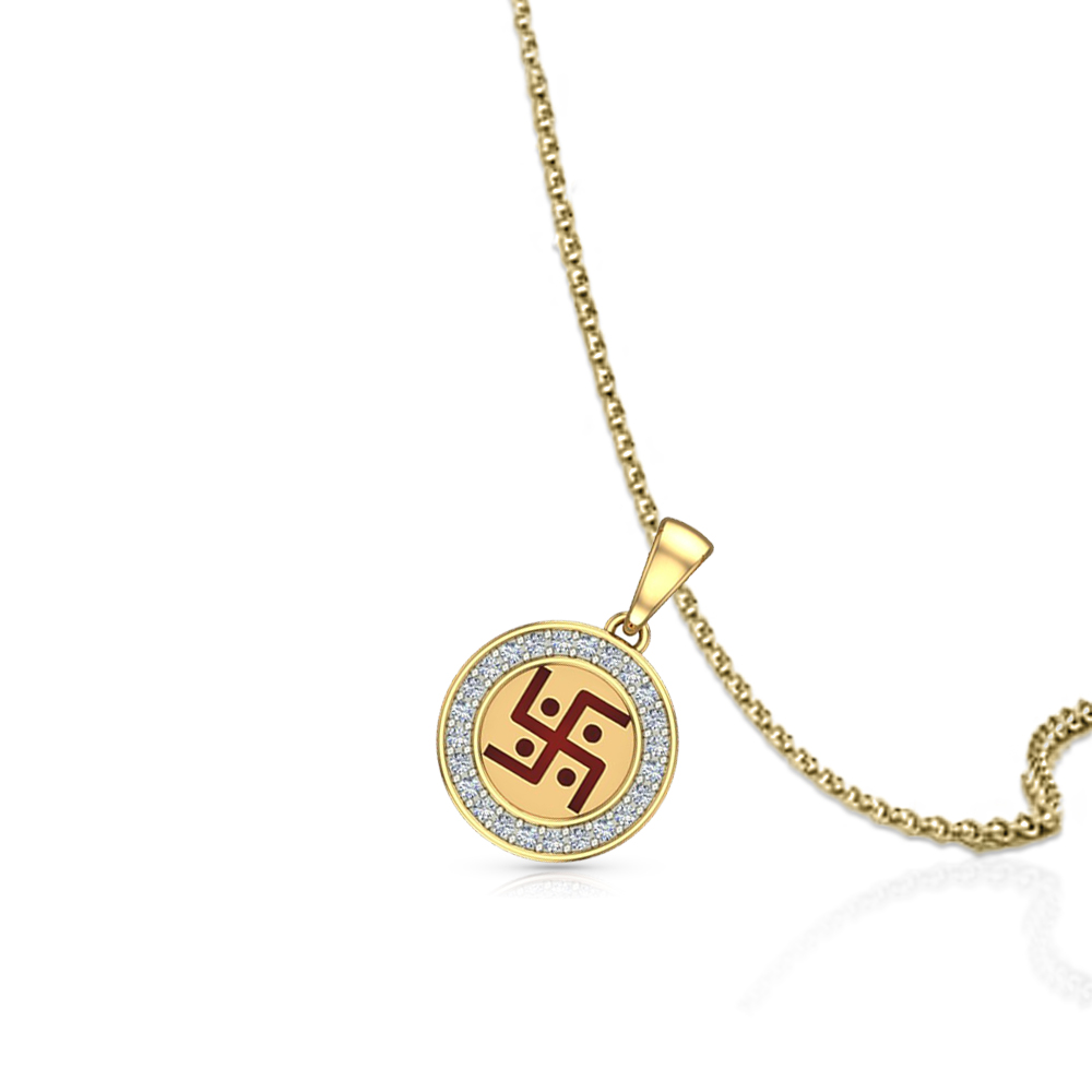 Swastik Gold & Diamond Pendant