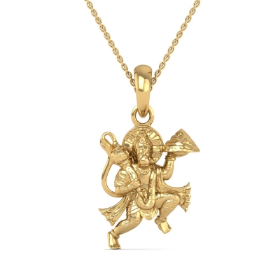 DISHIS 24K (995) 2GM Yellow Gold Lord Hanuman Locket Pendant For Men and Women