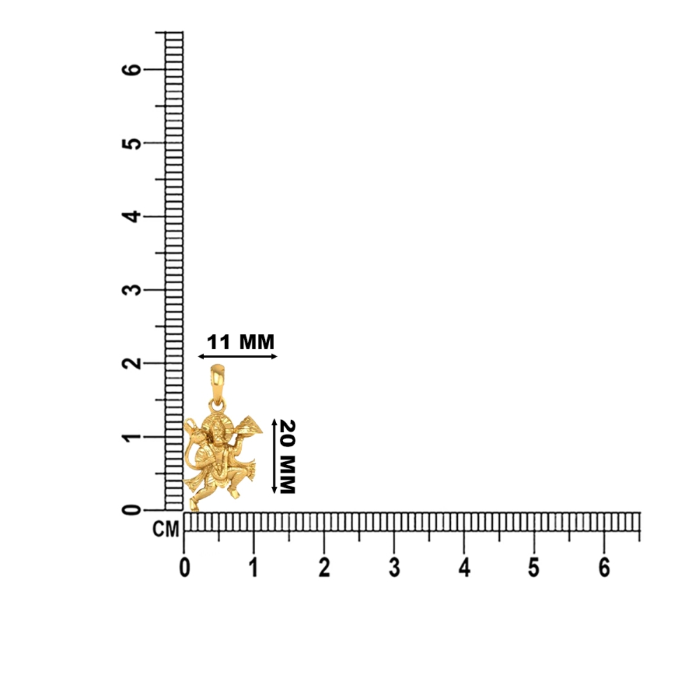 DISHIS 24K (995) 2.2GM Yellow Gold Lord Hanuman Locket Pendant For Men and Women