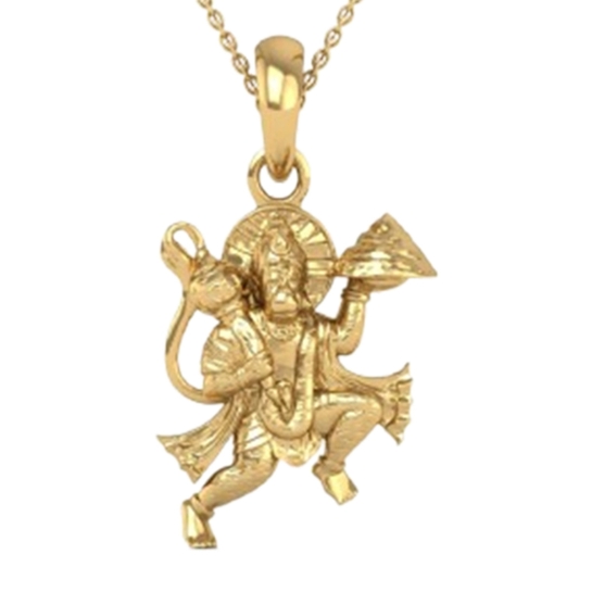 DISHIS 24K (995) 3.2GM Yellow Gold Lord Hanuman Locket Pendant For Men and Women