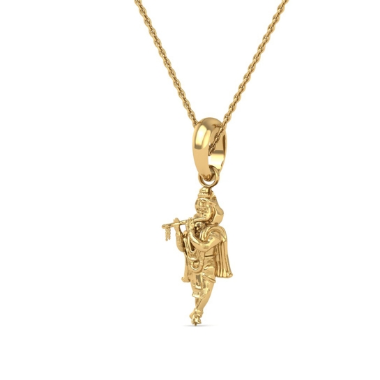 DISHIS 24K (995) 1.2GM Yellow Gold Lord Krishna Locket Pendant For Men and Women.