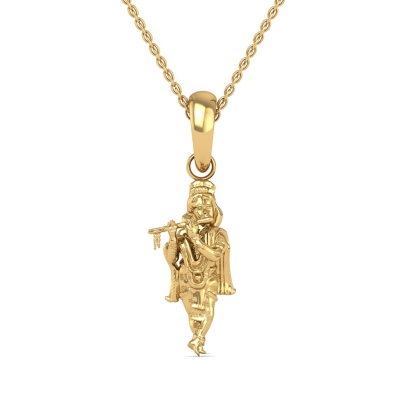 18K-2.2GM Yellow Gold Lord Krishna Locket Pendant For Men and Women