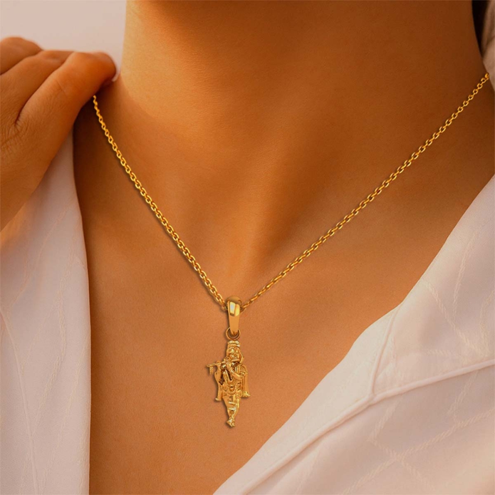 DISHIS 24K (995) 2.2GM Yellow Gold Lord Krishna Locket Pendant For Men and Women