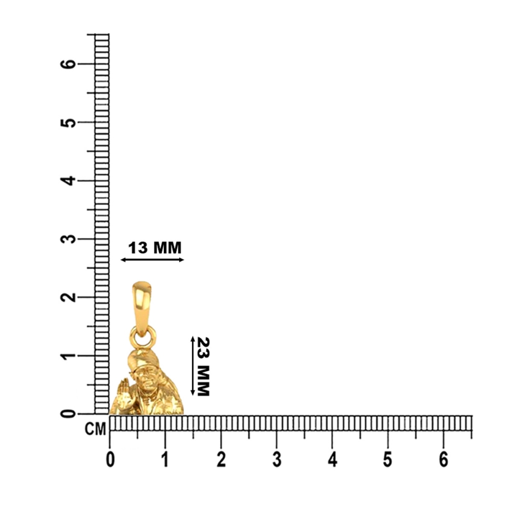 DISHIS 24K (995) 3.2GM Yellow Gold Lord Sai Baba Locket Pendant For Men and Women