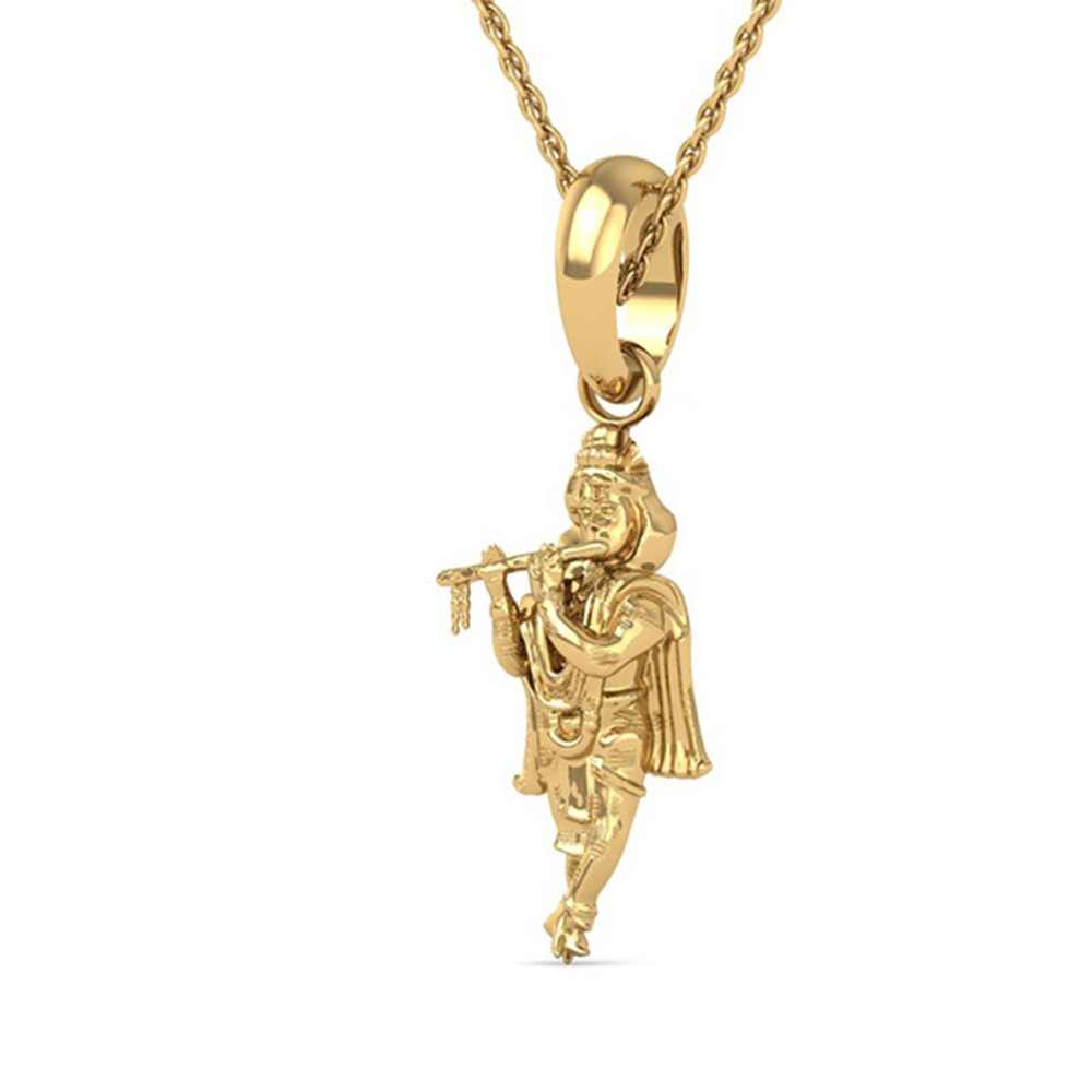 DISHIS 24K (995) 3.2GM Yellow Gold Lord Krishna Locket Pendant For Men and Women