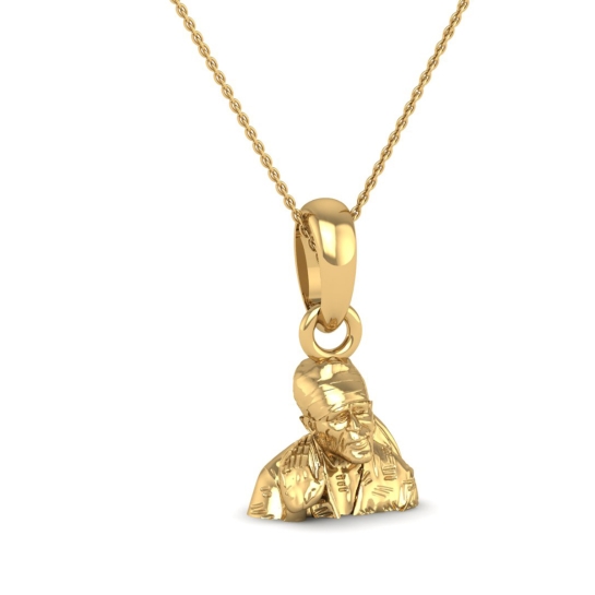 DISHIS 24K (995) 1.2GM Yellow Gold Lord Sai Baba Locket Pendant For Men and Women