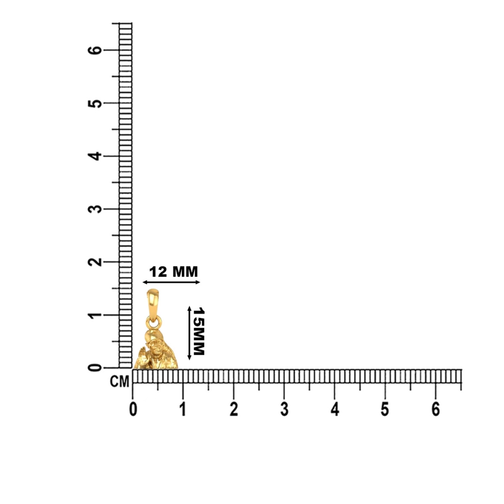 DISHIS 24K (995) 1.2GM Yellow Gold Lord Sai Baba Locket Pendant For Men and Women