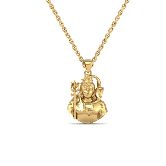 DISHIS 24K (995) 1.2GM Yellow Gold Lord Shiv Locket Pendant For Men and Women