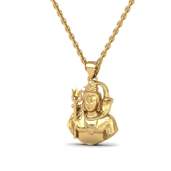 DISHIS 24K (995) 1.2GM Yellow Gold Lord Shiv Locket Pendant For Men and Women