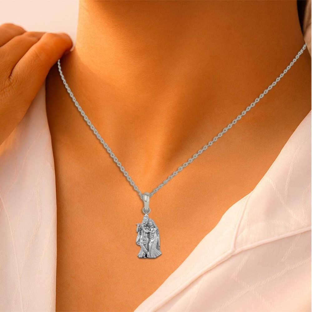 DISHIS 24KT (995) 1.2GM Yellow Gold Radhe Krishna Locket Pendant For Men and Women