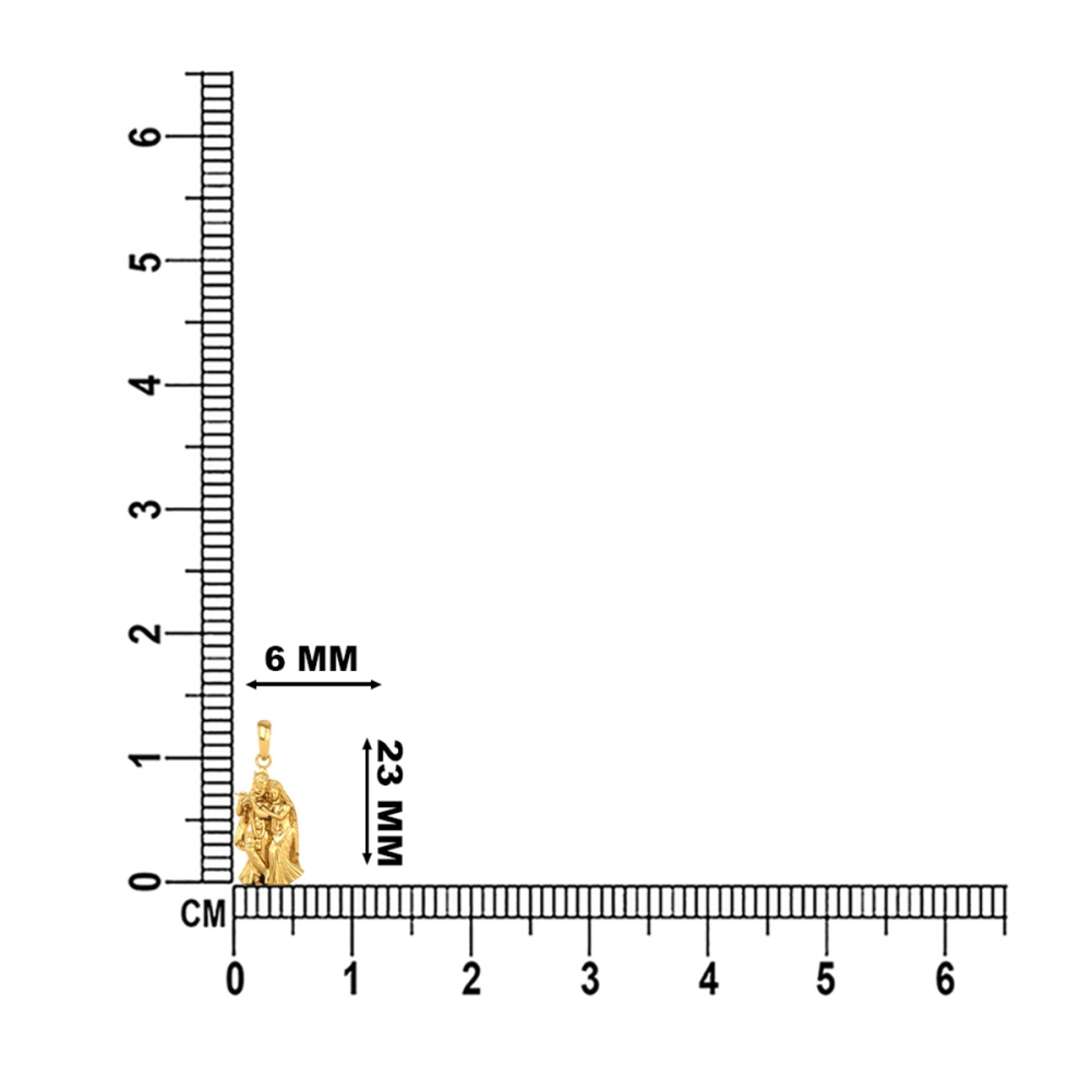 DISHIS 24KT (995) 1.2GM Yellow Gold Radhe Krishna Locket Pendant For Men and Women