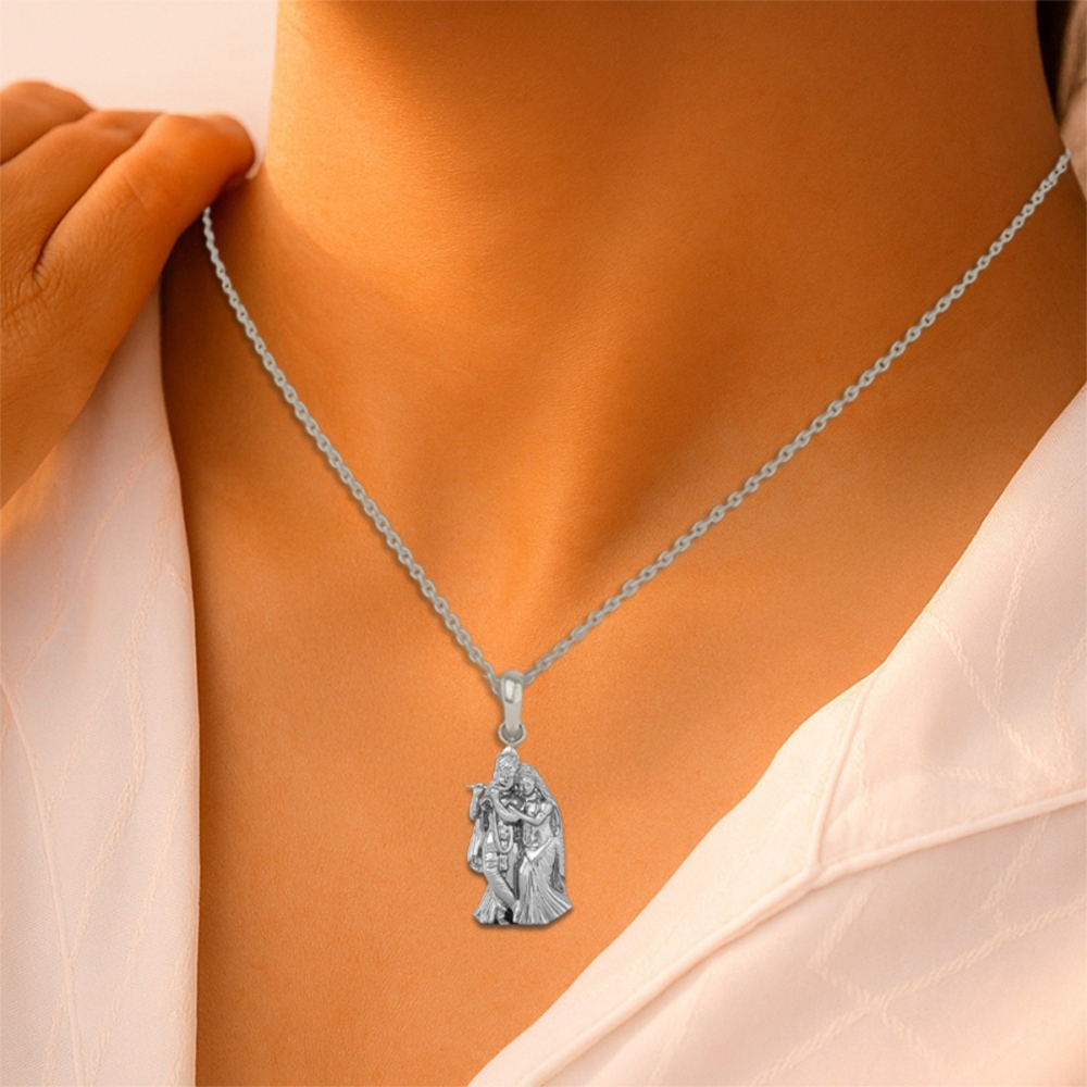 DISHIS 24KT (995) 2.2GM Yellow Gold Radhe Krishna Locket Pendant For Men and Women