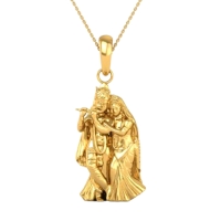 DISHIS 24KT (995) 3.2GM Yellow Gold Lord Radhe Krishna Locket Pendant For Men and Women