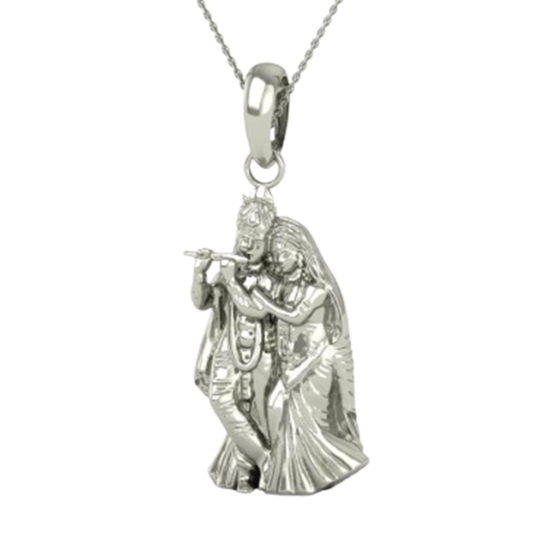 DISHIS 24KT (995) 3.2GM Yellow Gold Lord Radhe Krishna Locket Pendant For Men and Women