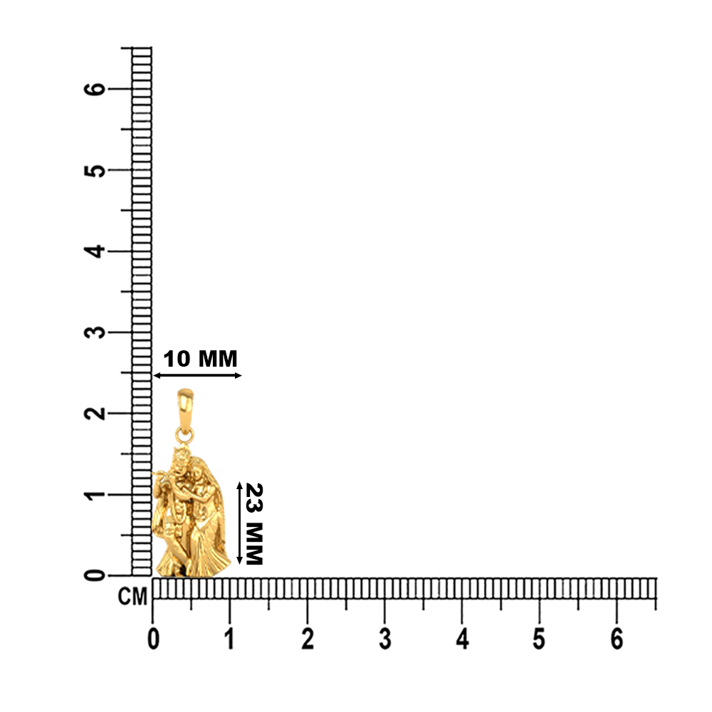 DISHIS 24KT (995) 3.2GM Yellow Gold Lord Radhe Krishna Locket Pendant For Men and Women