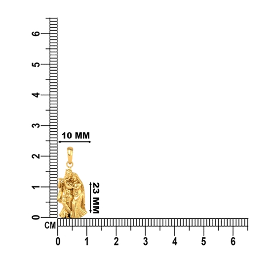 DISHIS 24KT (995) 3.2GM Yellow Gold Lord Radhe Krishna Locket Pendant For Men and Women