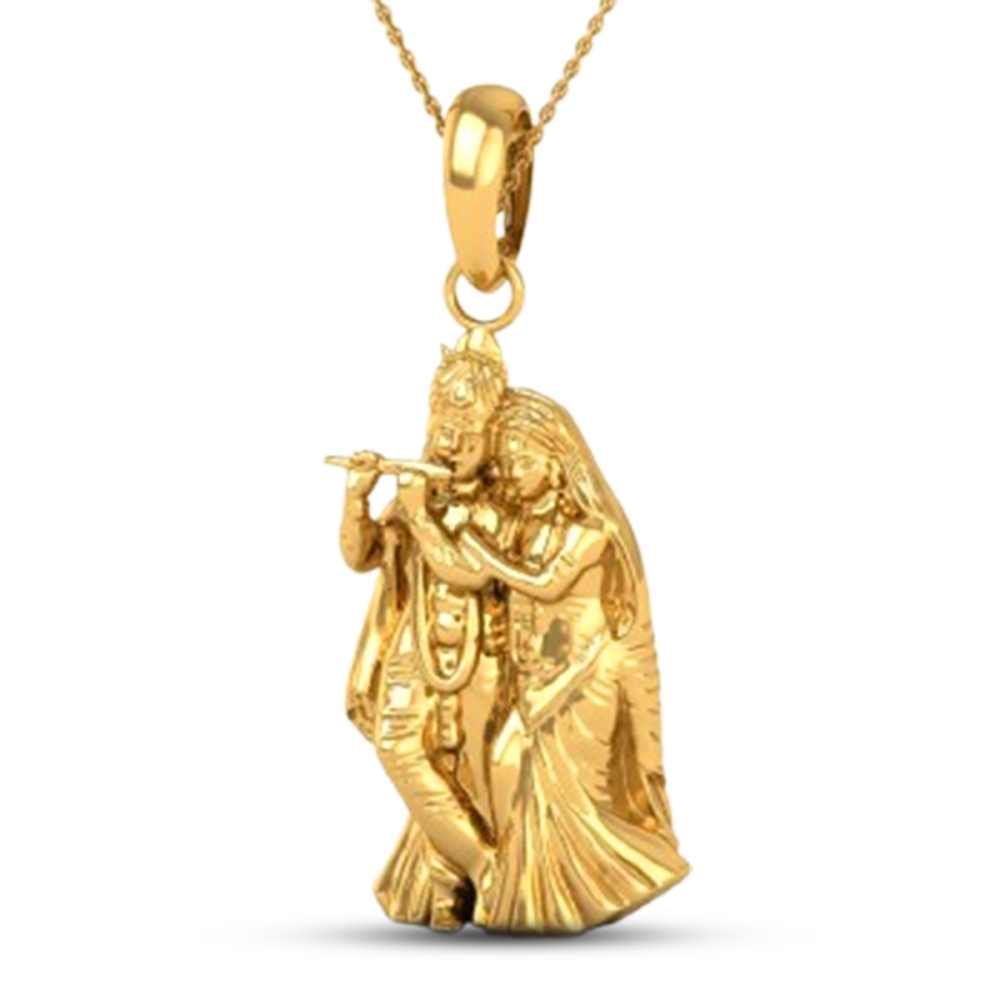 DISHIS 24K (995) 5.2GM Yellow Gold Lord Radhe Krishna Locket Pendant For Men and Women