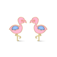 Flamingo Fun Gold Earrings