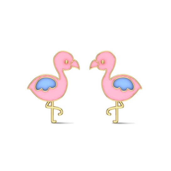 Flamingo Fun Gold Earrings