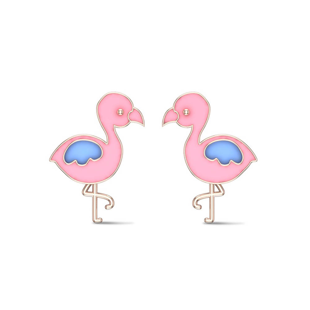 Flamingo Fun Gold Earrings