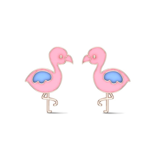Flamingo Fun Gold Earrings