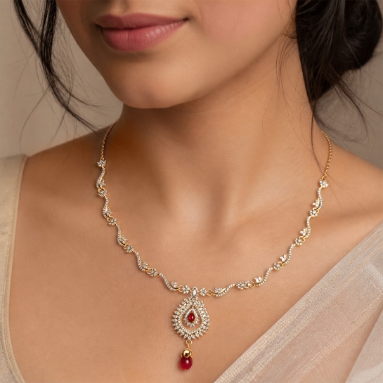 Regal Ruby Drop Necklace Set