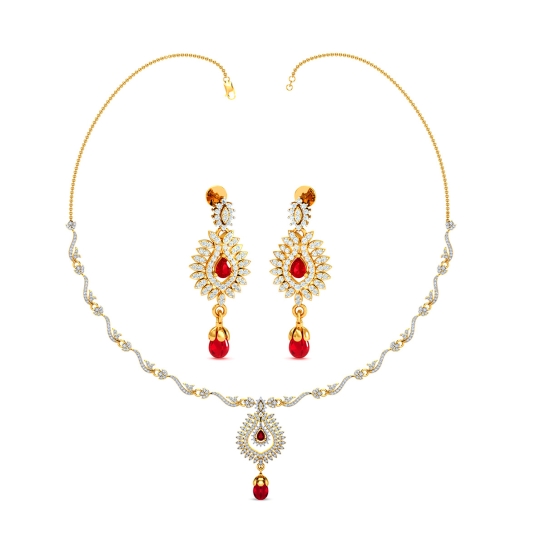 Regal Ruby Drop Necklace Set