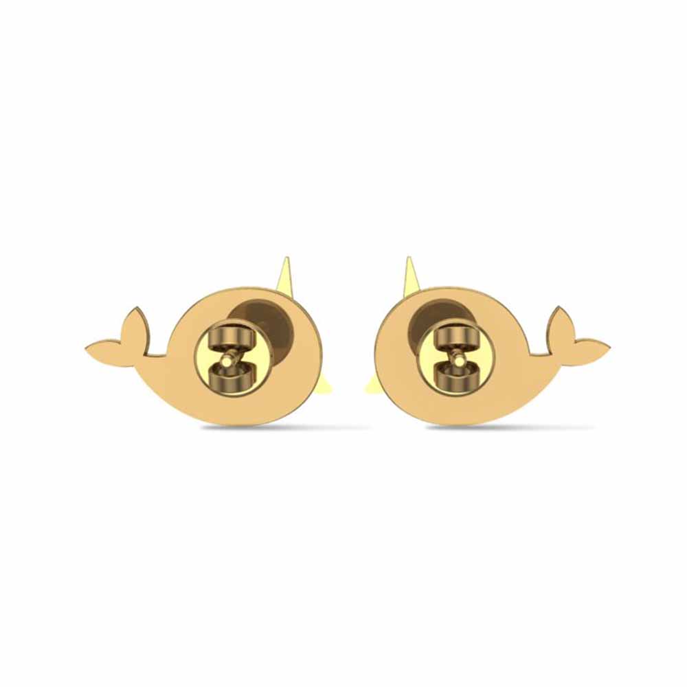 Blue Narwhal Gold Earrings
