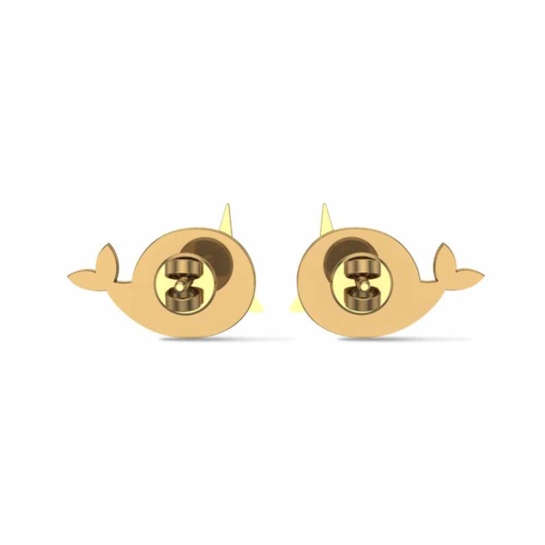 Blue Narwhal Gold Earrings