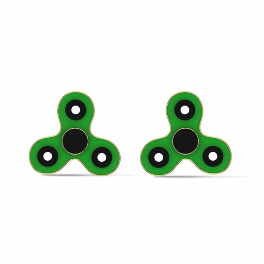 Green Twin Fidget Spinners Earrings 