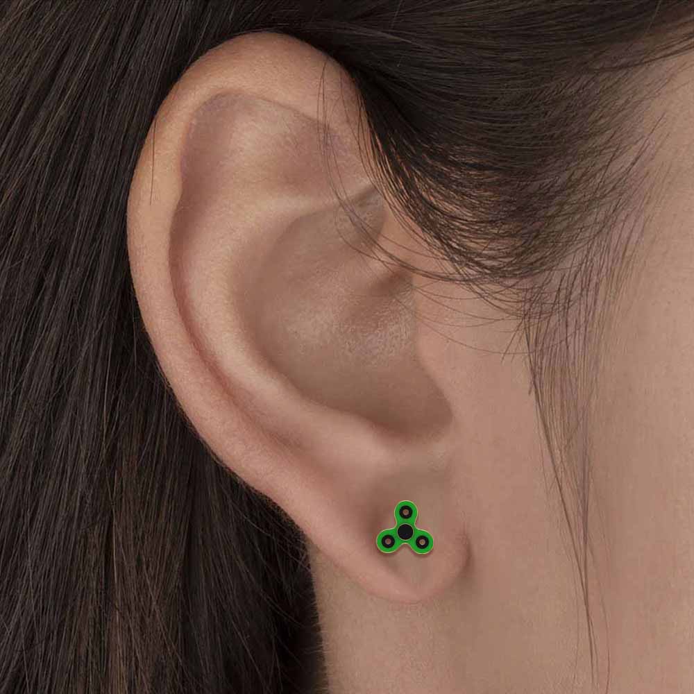 Green Twin Fidget Spinners Earrings 