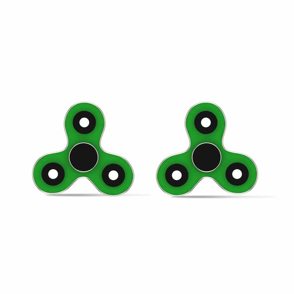 Green Twin Fidget Spinners Earrings 