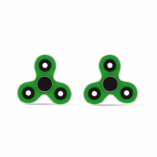 Green Twin Fidget Spinners Earrings 