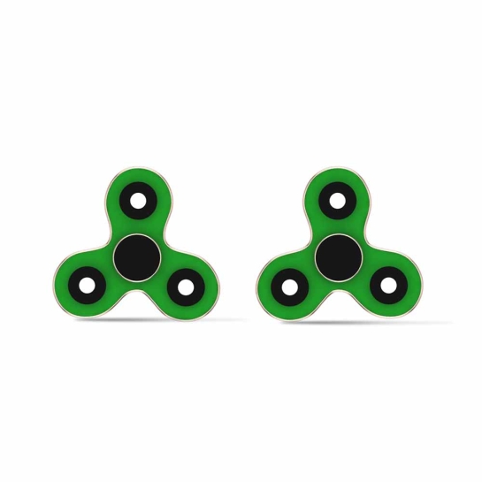 Green Twin Fidget Spinners Earrings 