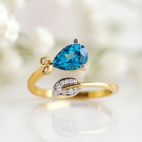 Golden Leaf Topaz Ring