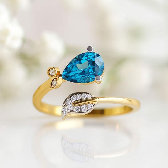 Golden Leaf Topaz Ring
