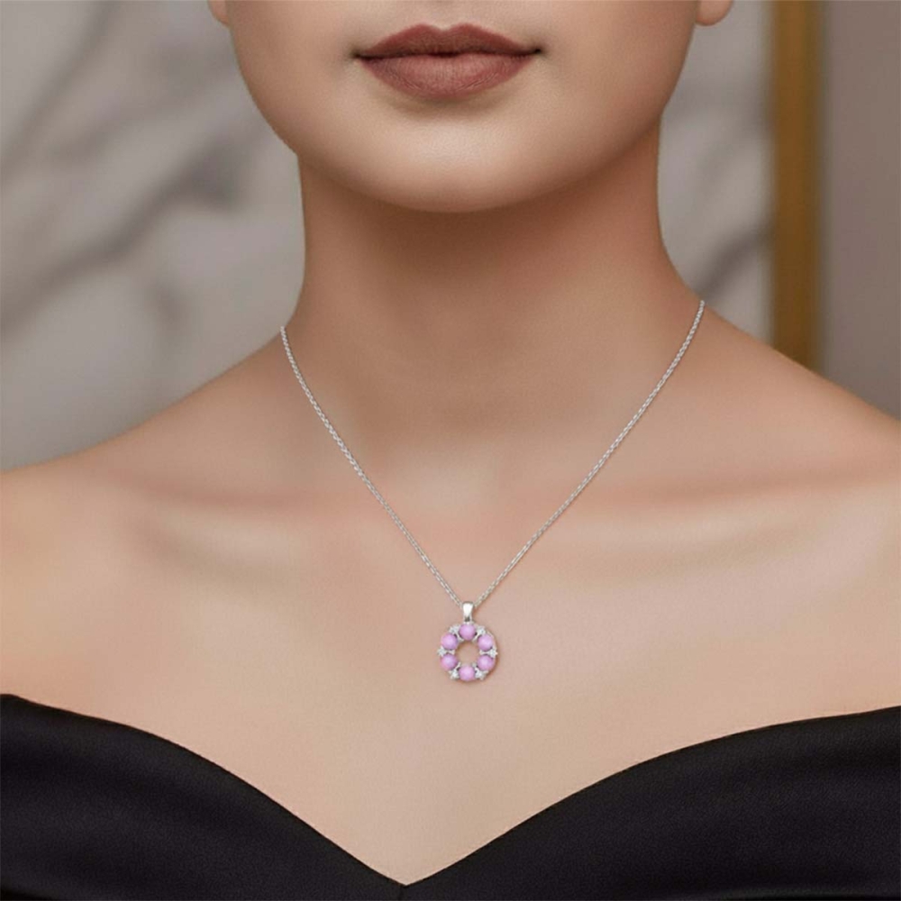 Pink Bloom Circle Necklace