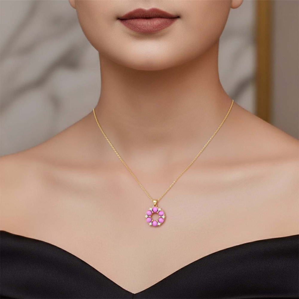 Pink Bloom Circle Necklace