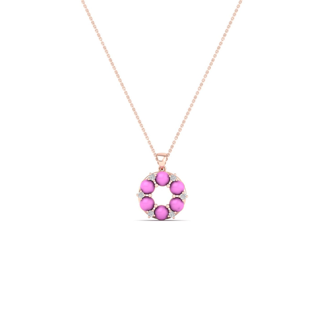 Pink Bloom Circle Necklace