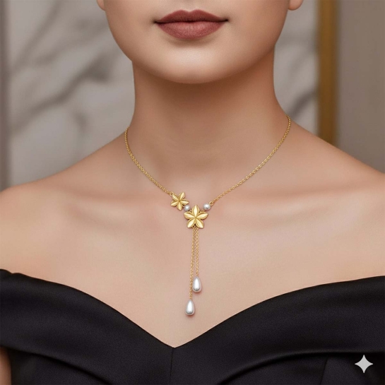 Golden Blossom Drop Necklace 