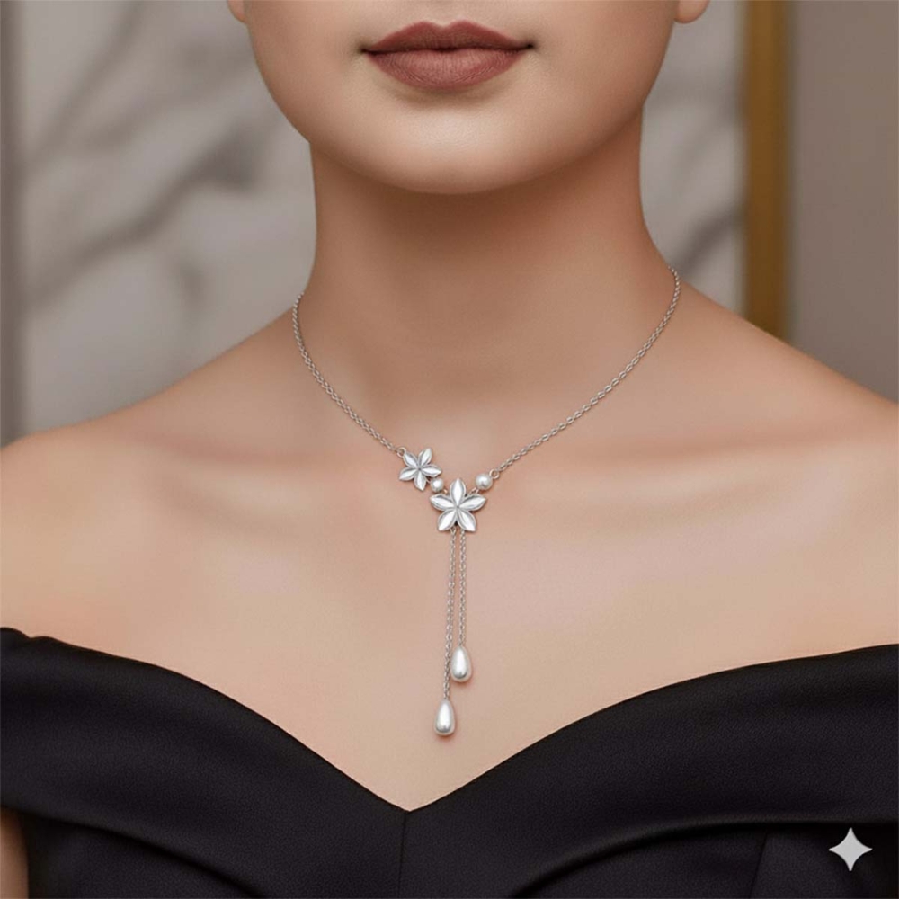 Golden Blossom Drop Necklace 