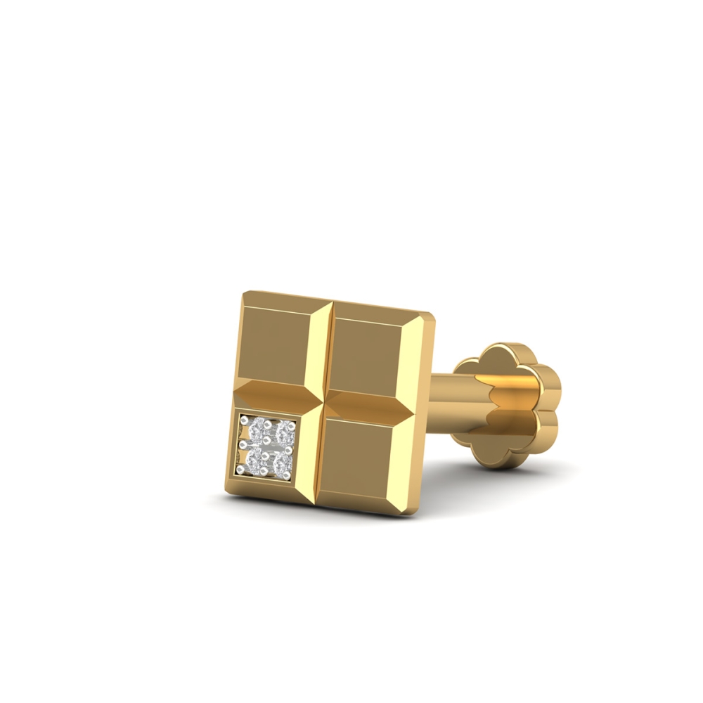 Golden Square Diamond Earrings For Men's
