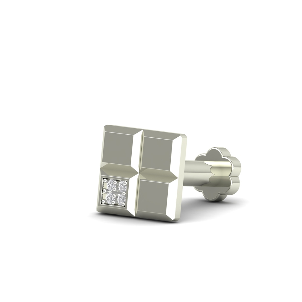 Golden Square Diamond Earrings For Men's