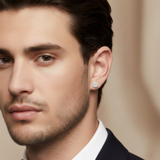 Golden Stripe Diamond Earrings For Men's