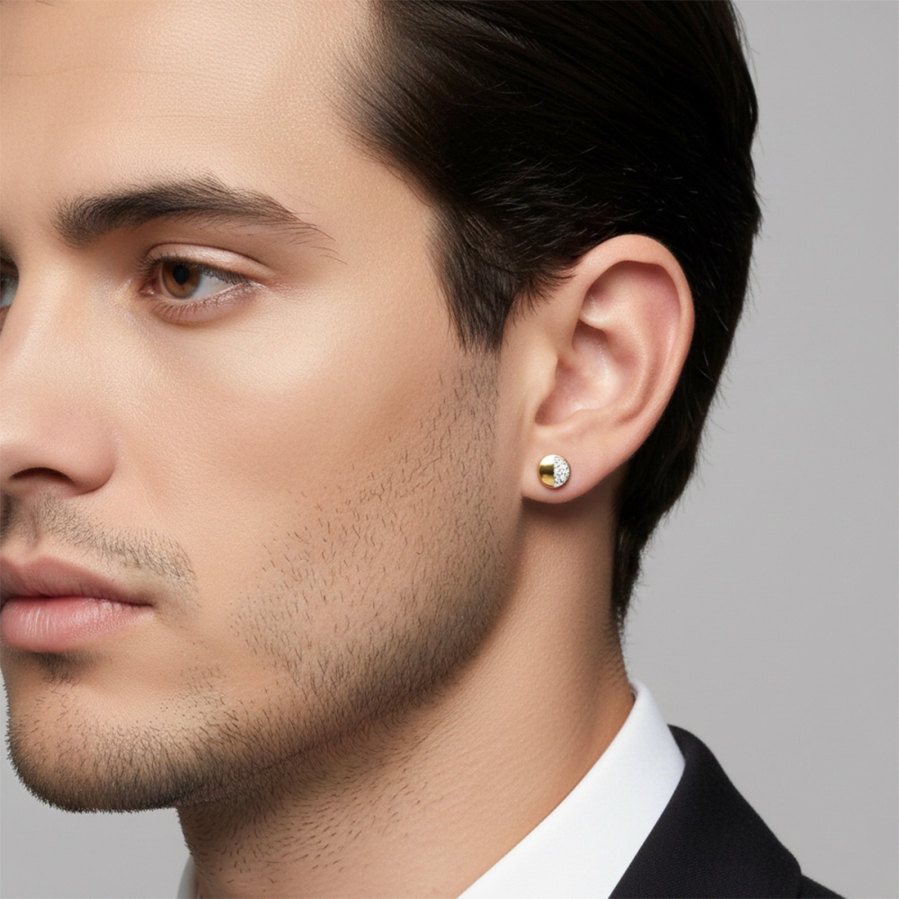 Half-Moon Diamond Stud For Men's